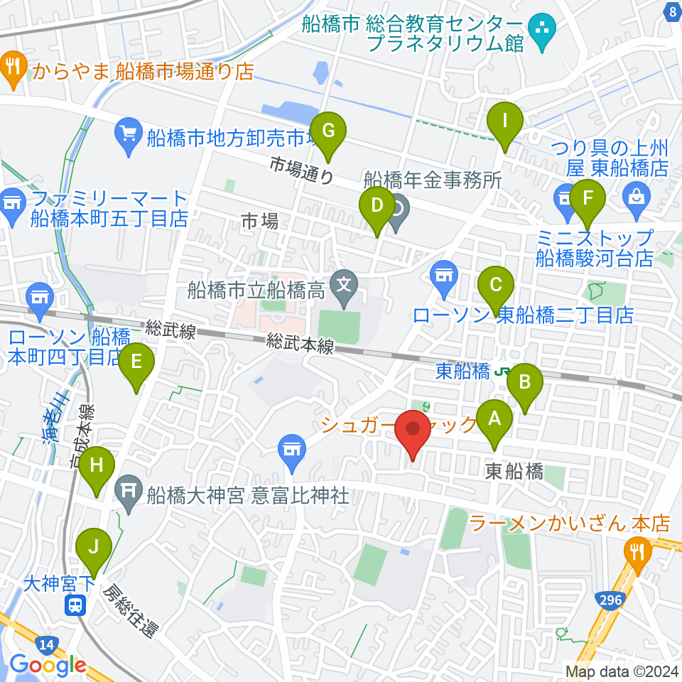 GUITAR LAB周辺のカフェ一覧地図