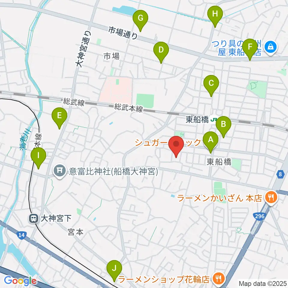 GUITAR LAB周辺のカフェ一覧地図
