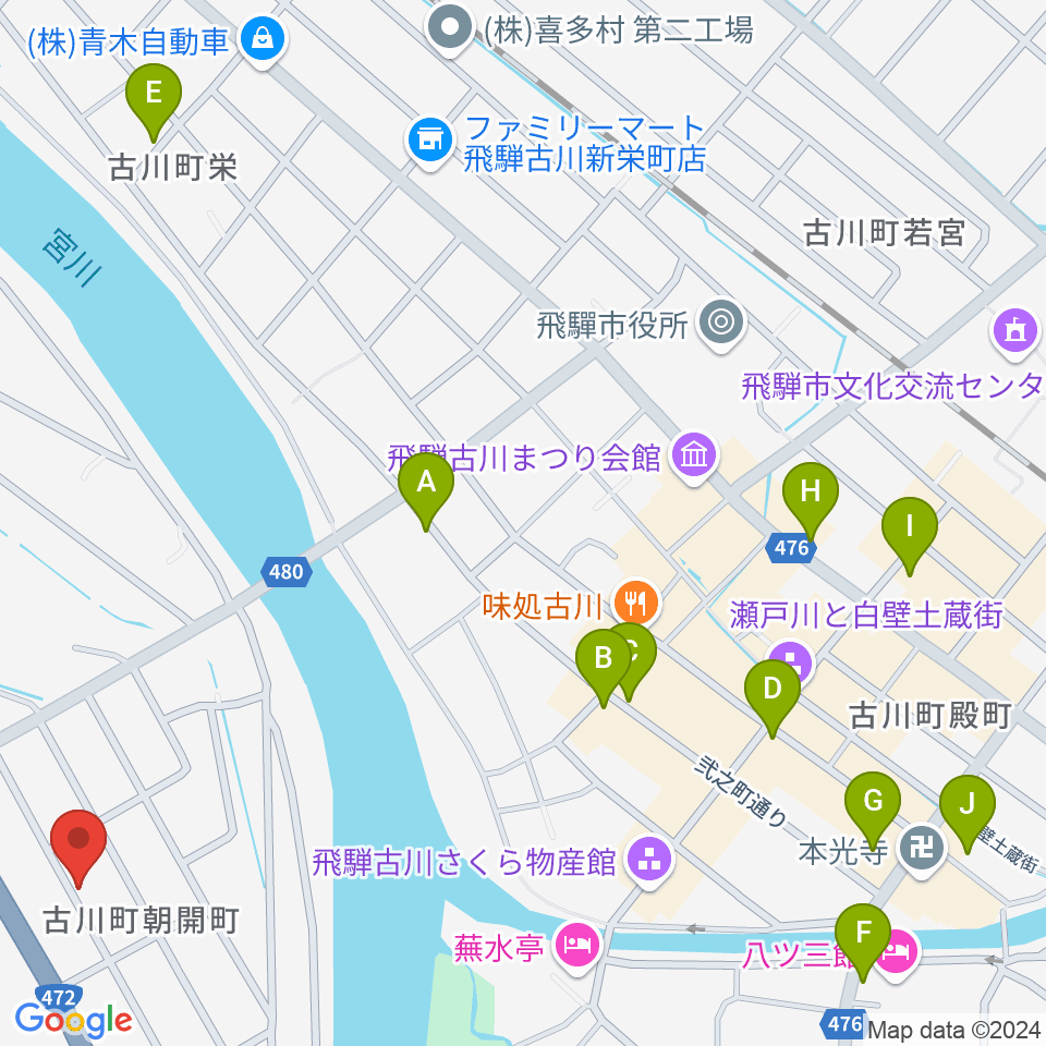 ギターのナカムラ周辺のカフェ一覧地図