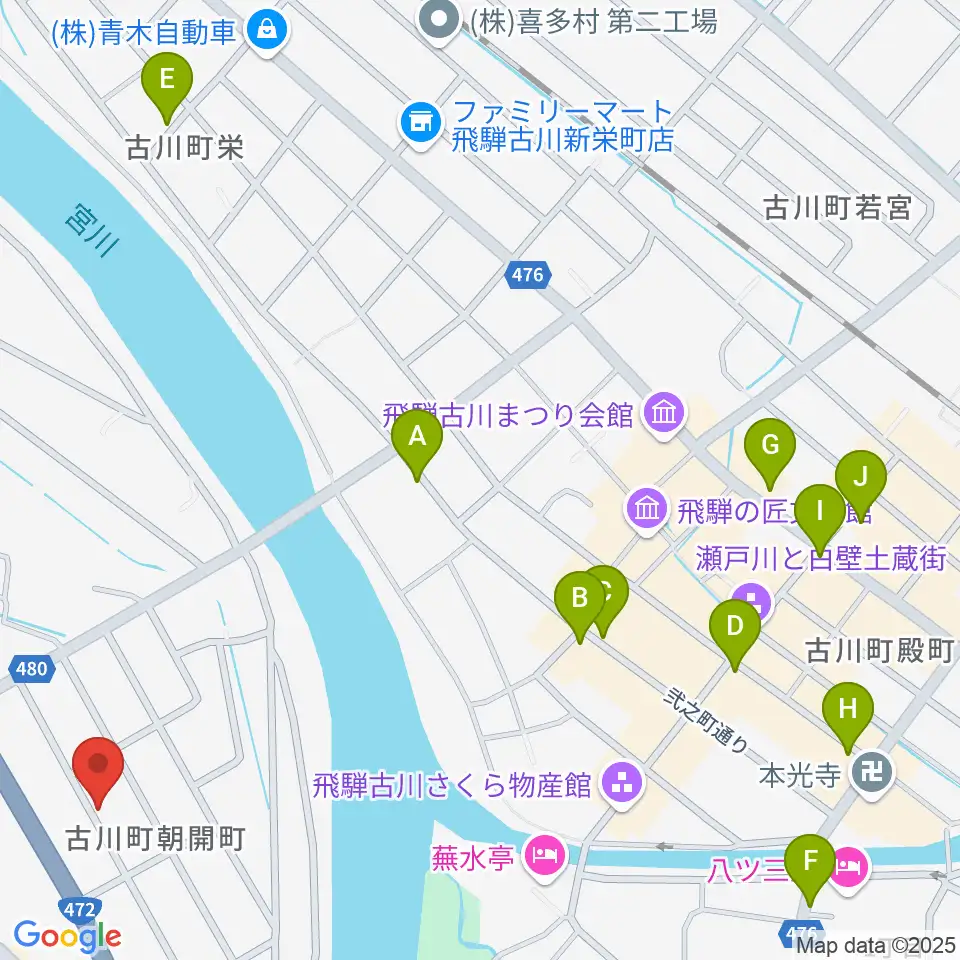 ギターのナカムラ周辺のカフェ一覧地図