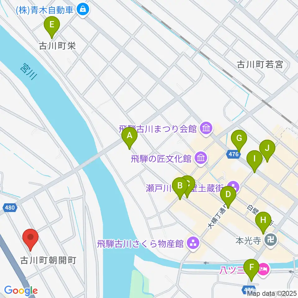 ギターのナカムラ周辺のカフェ一覧地図
