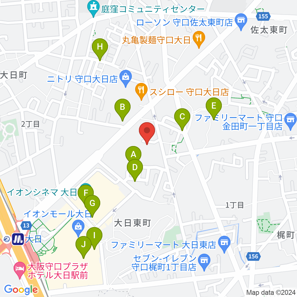 ギターワークス周辺のカフェ一覧地図