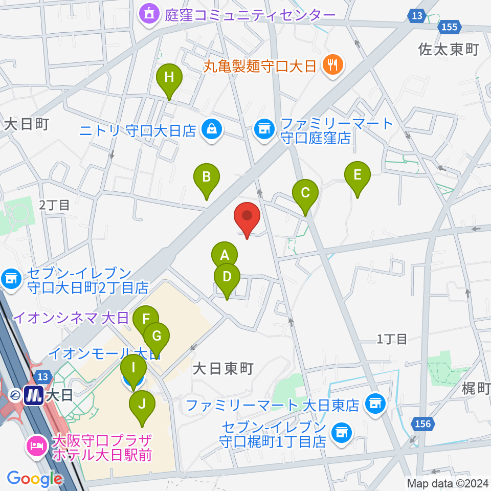 ギターワークス周辺のカフェ一覧地図