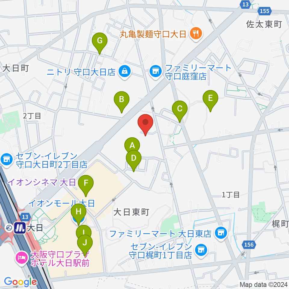 ギターワークス周辺のカフェ一覧地図