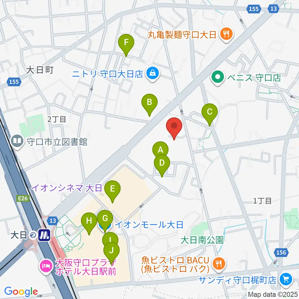 ギターワークス周辺のカフェ一覧地図