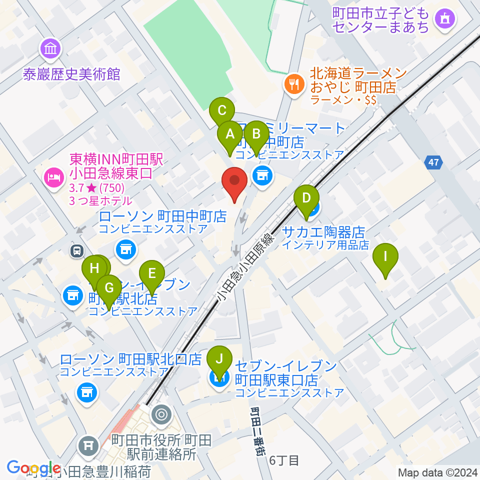 ミリメーターズミュージック周辺のカフェ一覧地図