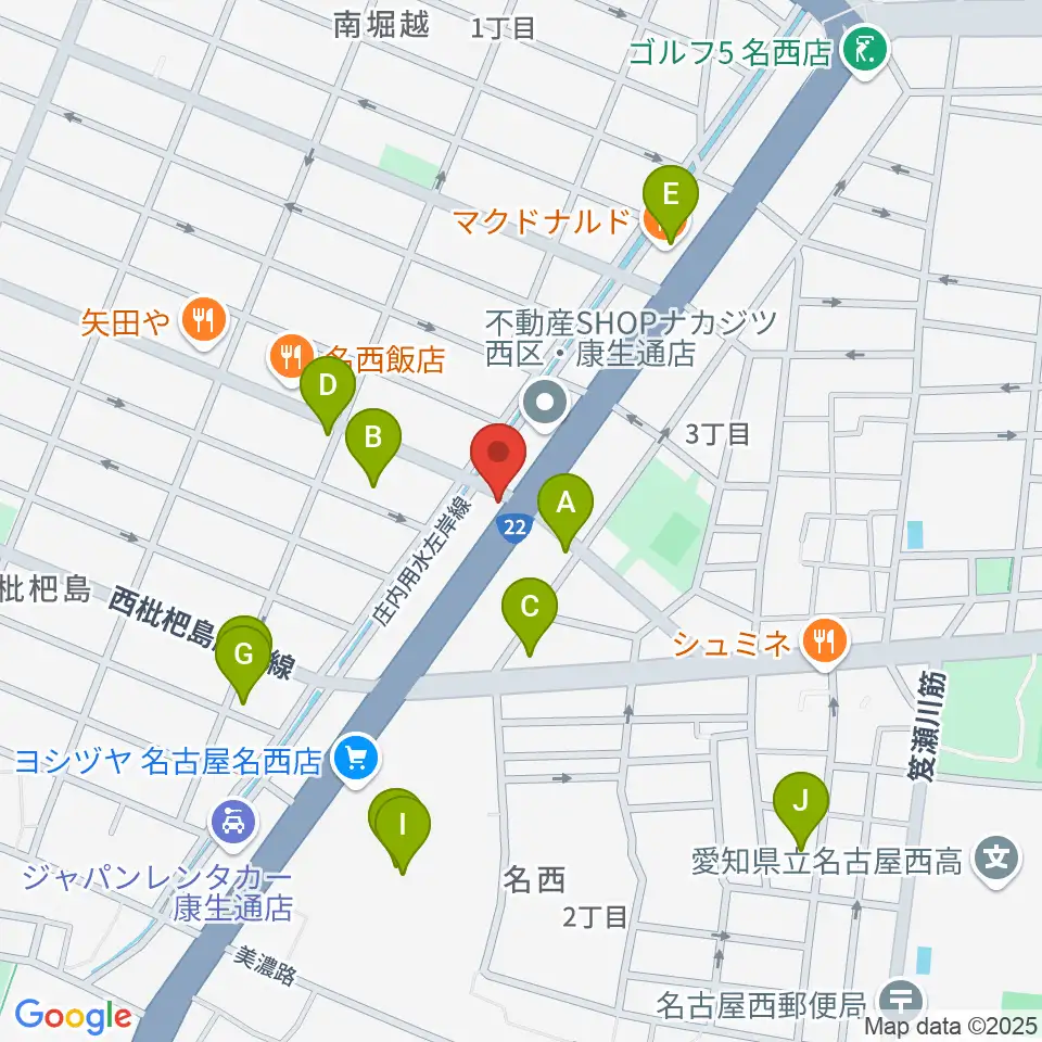 日野屋和楽器店周辺のカフェ一覧地図