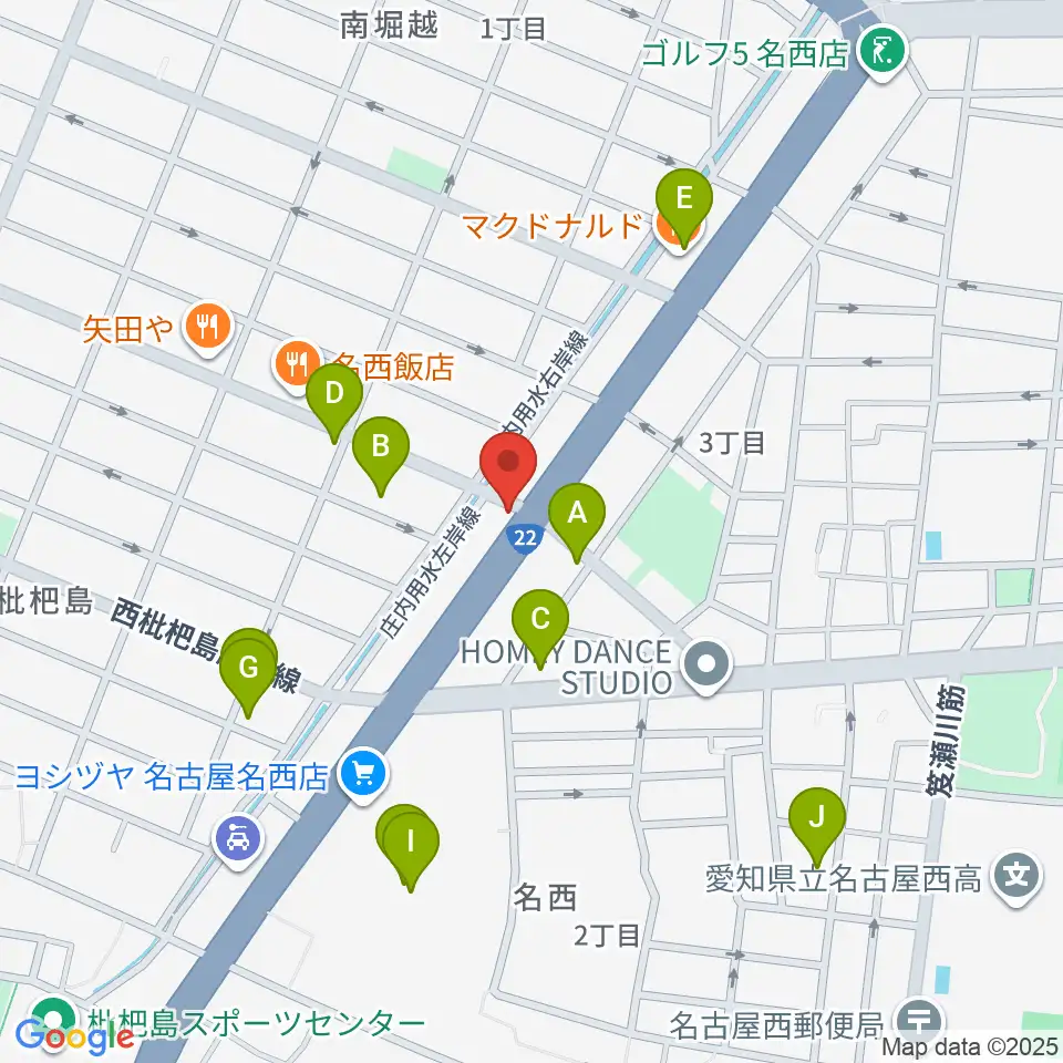 日野屋和楽器店周辺のカフェ一覧地図