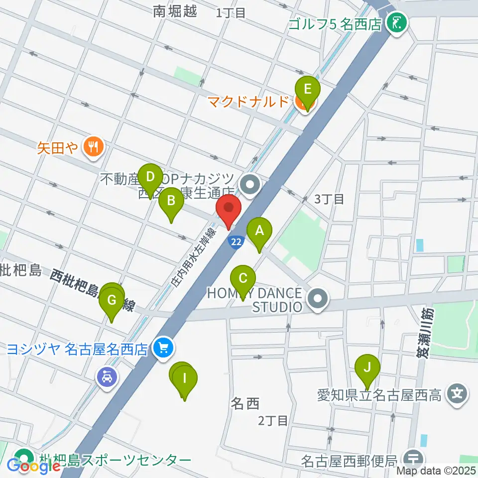 日野屋和楽器店周辺のカフェ一覧地図