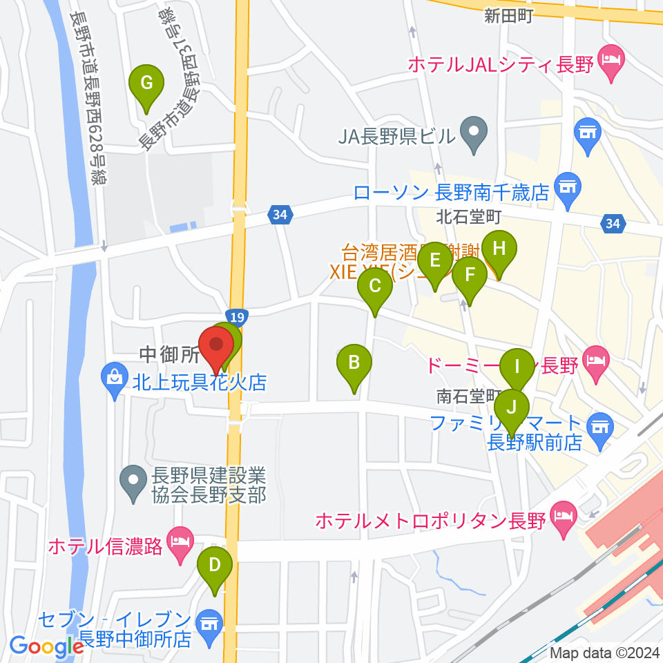ヒオキ楽器 本店シャコンヌ周辺のカフェ一覧地図