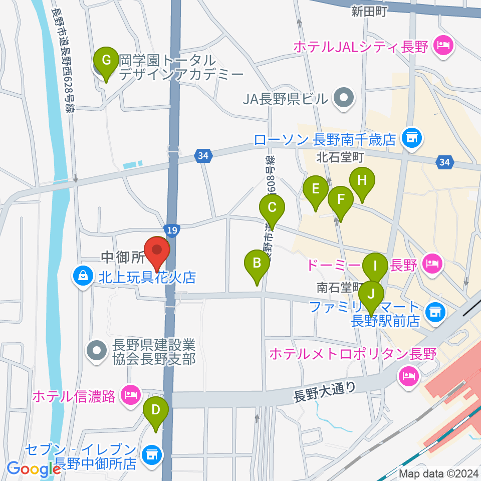 ヒオキ楽器 本店シャコンヌ周辺のカフェ一覧地図