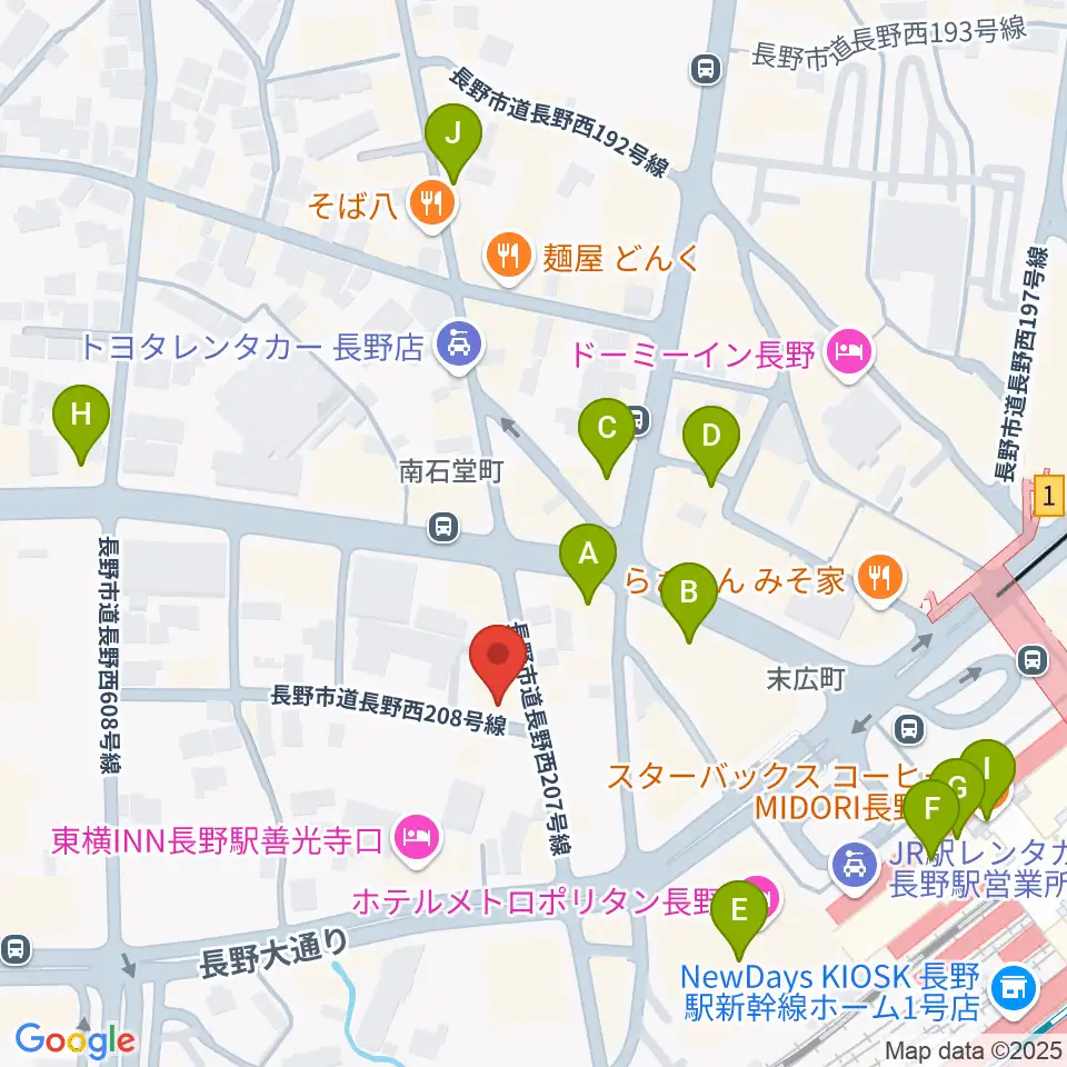 ヒオキ楽器 本店シャコンヌ周辺のカフェ一覧地図