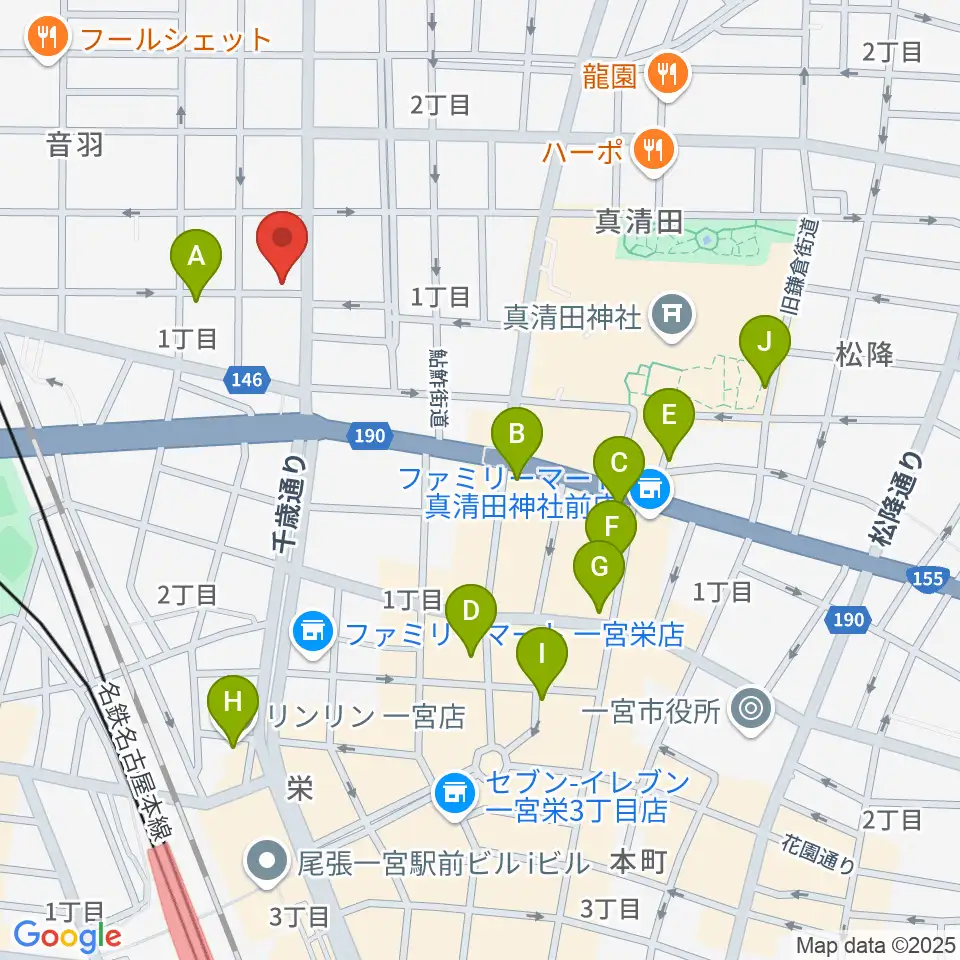 音 THE RUN周辺のカフェ一覧地図