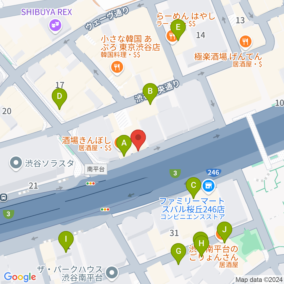 フーチーズ周辺のカフェ一覧地図