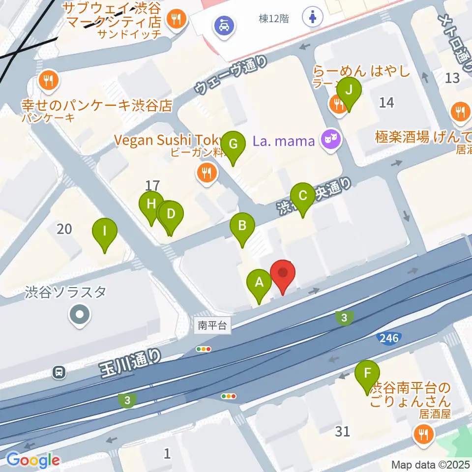 フーチーズ周辺のカフェ一覧地図