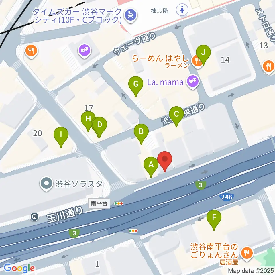 フーチーズ周辺のカフェ一覧地図