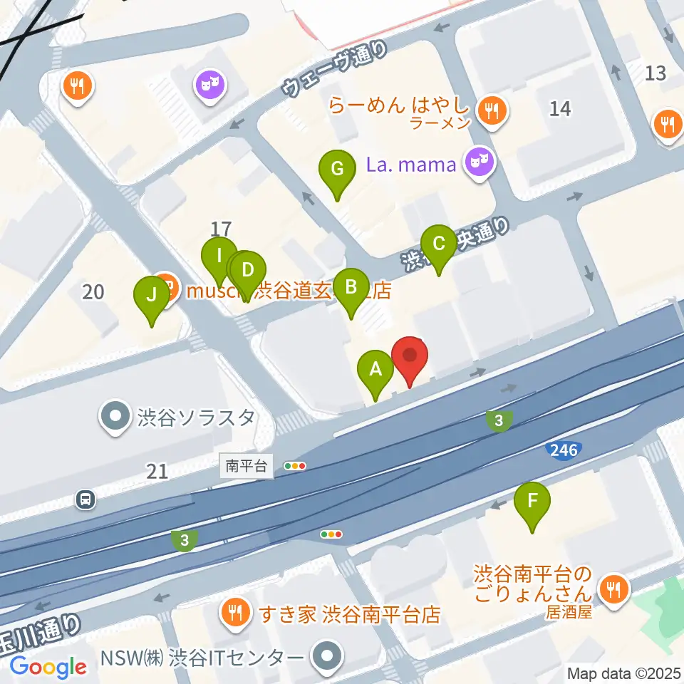 フーチーズ周辺のカフェ一覧地図