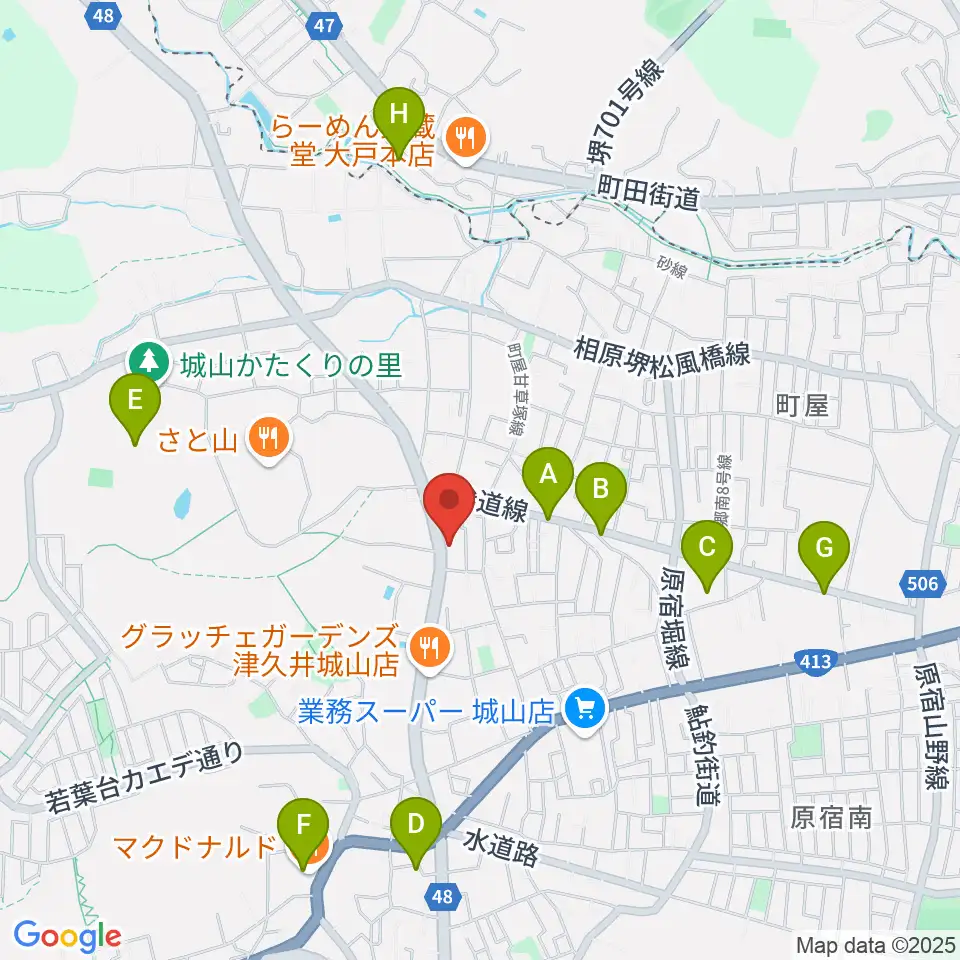 池田ピアノ城山工房周辺のカフェ一覧地図