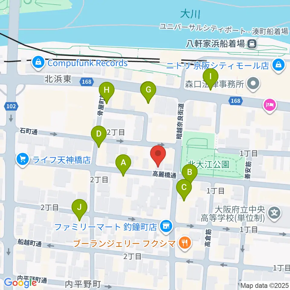 Liuteria-BATO周辺のカフェ一覧地図