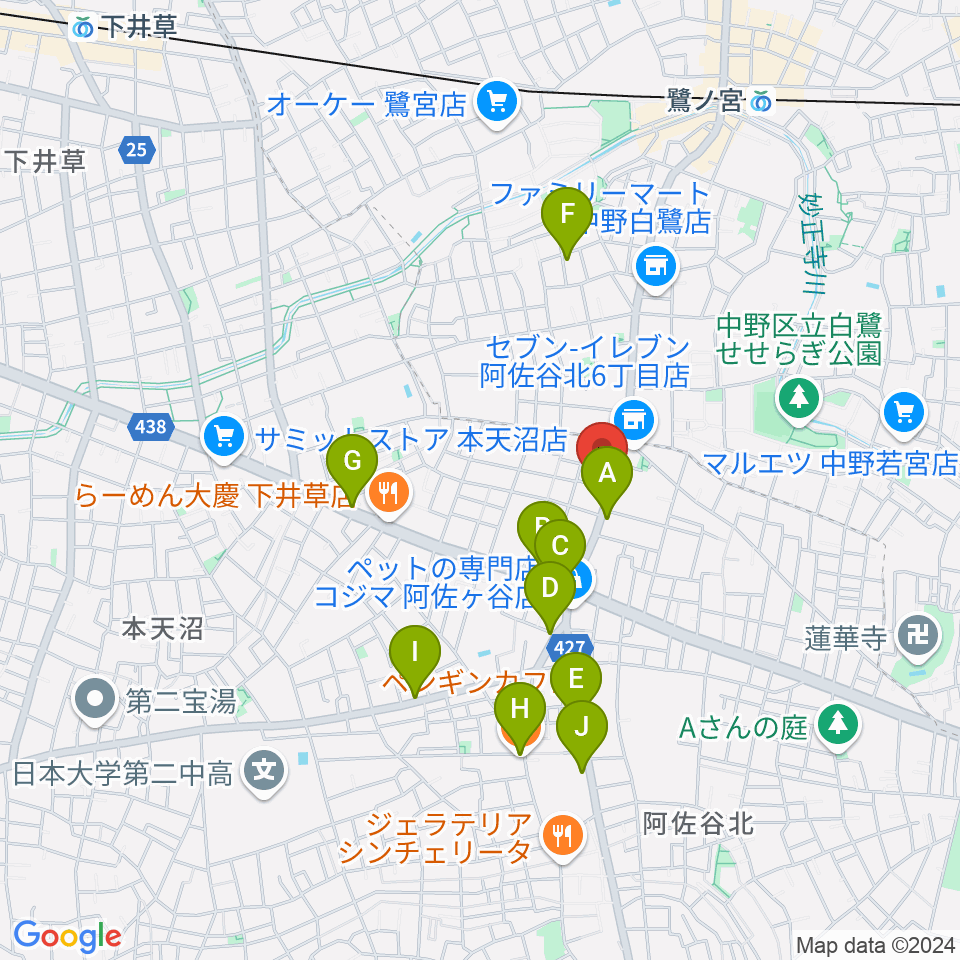 きく岡邦楽器店周辺のカフェ一覧地図