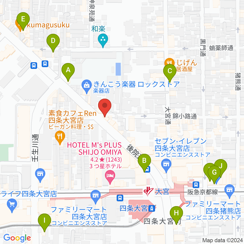 きんこう楽器周辺のカフェ一覧地図