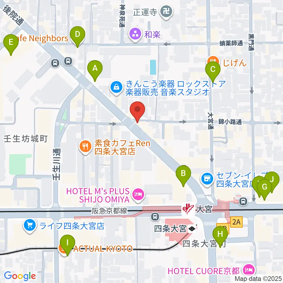 きんこう楽器周辺のカフェ一覧地図