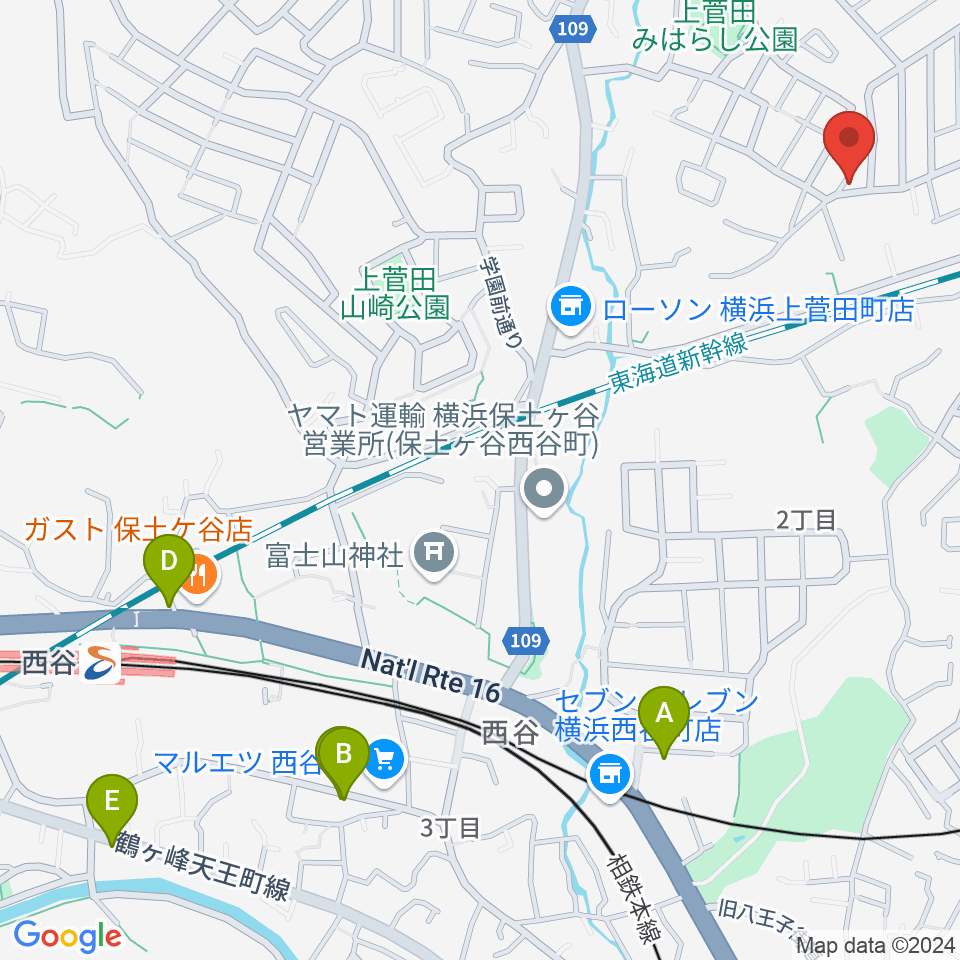 クラビアハウス周辺のカフェ一覧地図