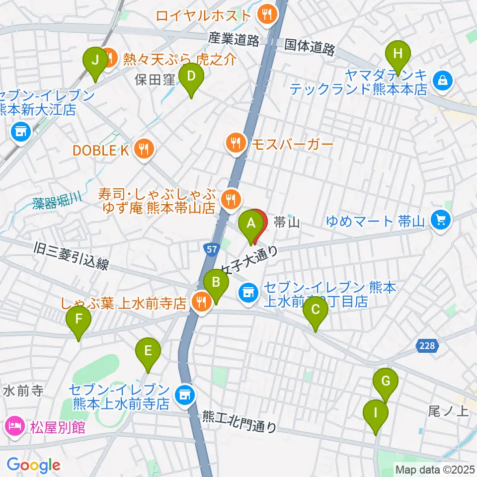 古城楽器周辺のカフェ一覧地図