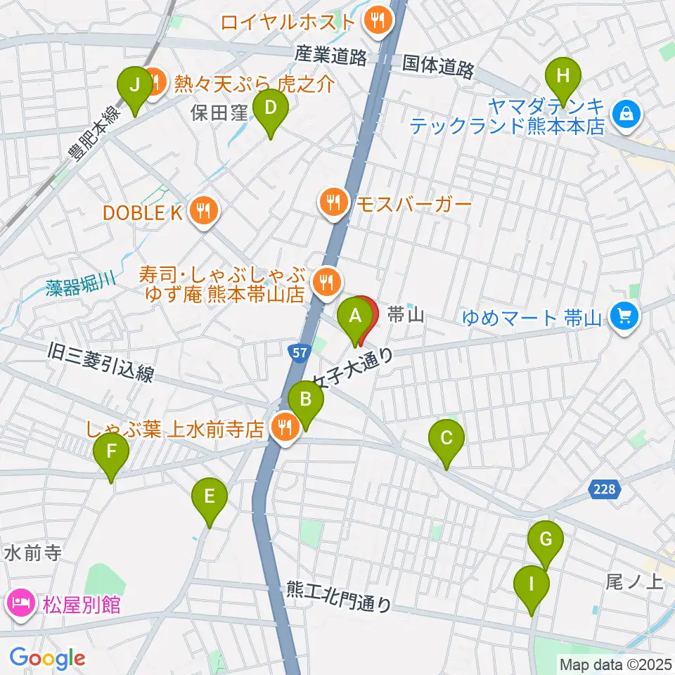 古城楽器周辺のカフェ一覧地図