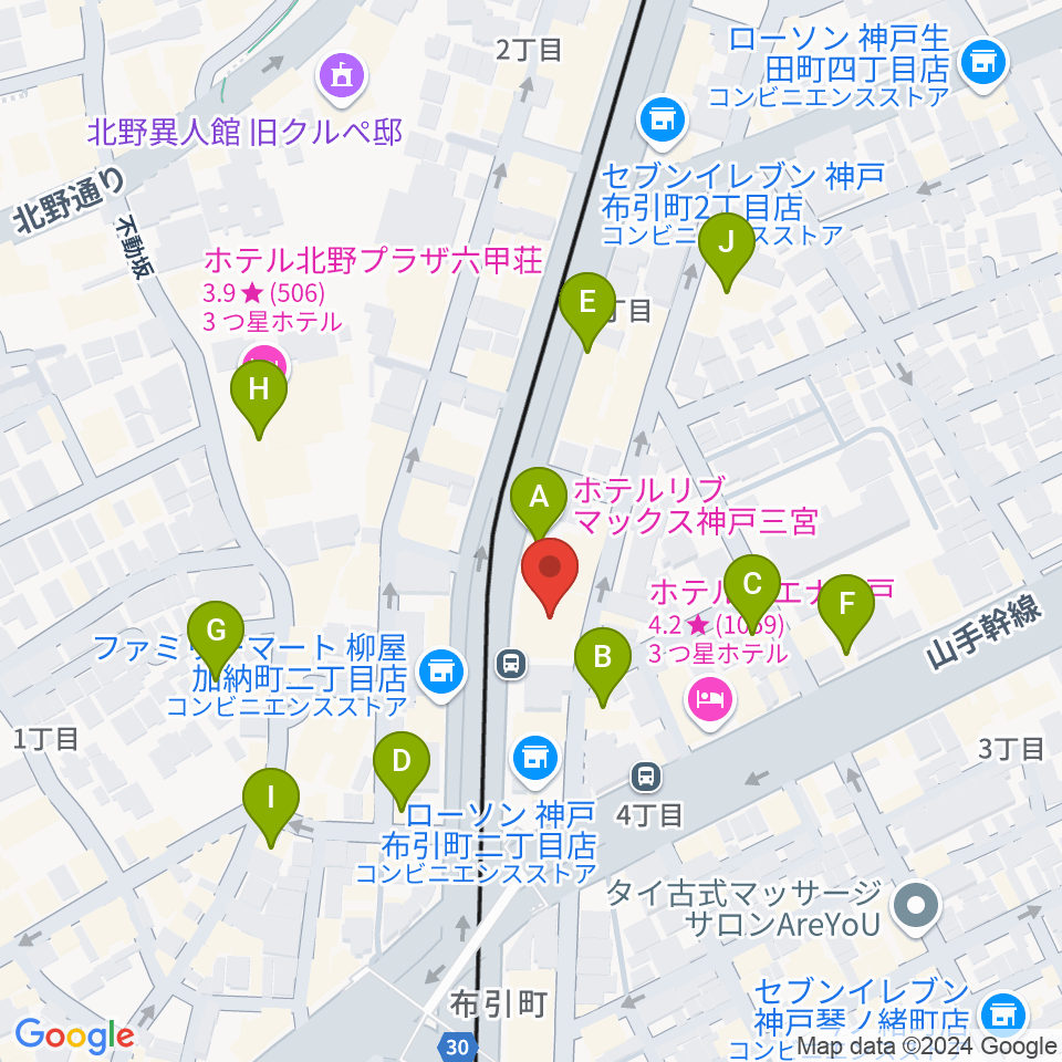 ブリーズ楽器周辺のカフェ一覧地図