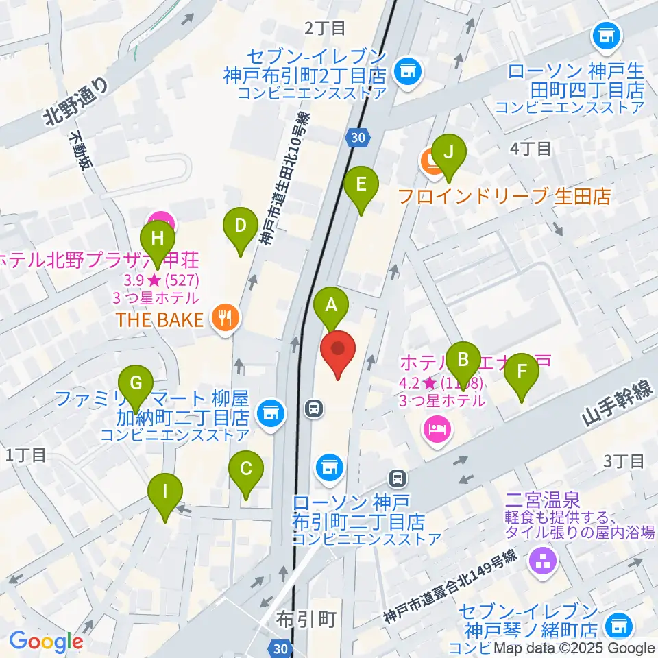 ブリーズ楽器周辺のカフェ一覧地図