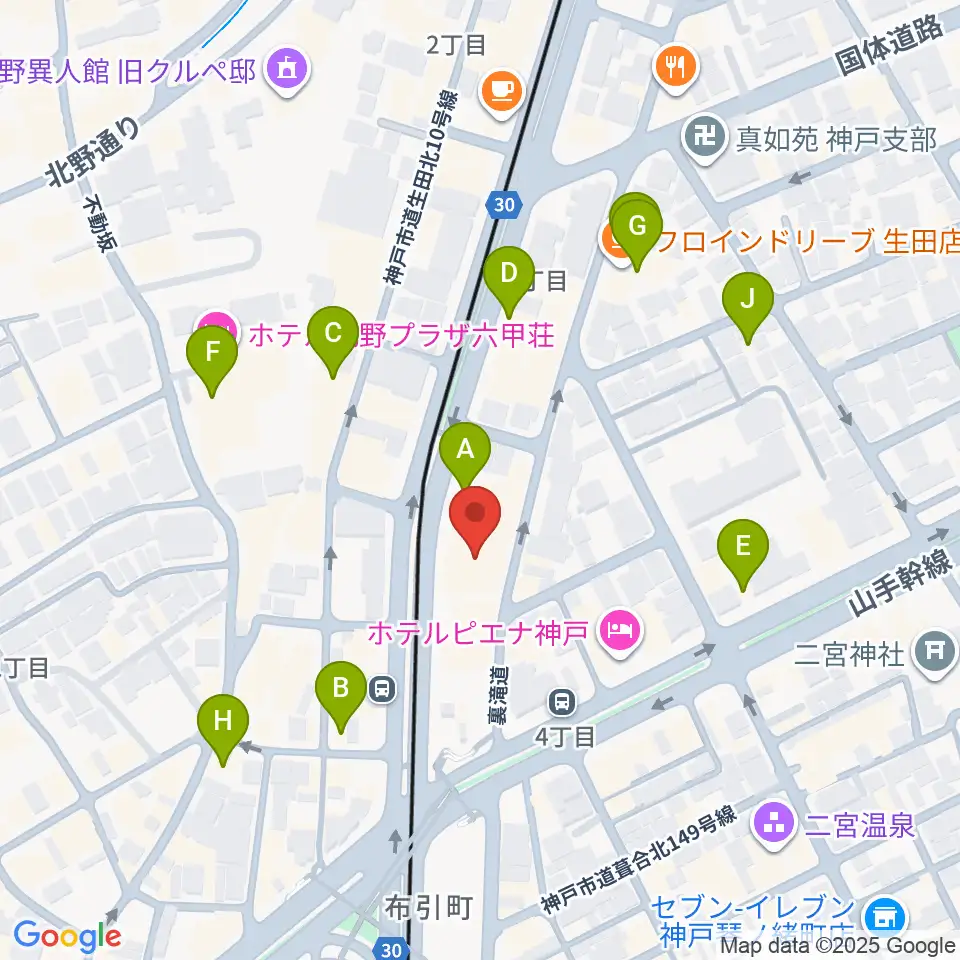 ブリーズ楽器周辺のカフェ一覧地図