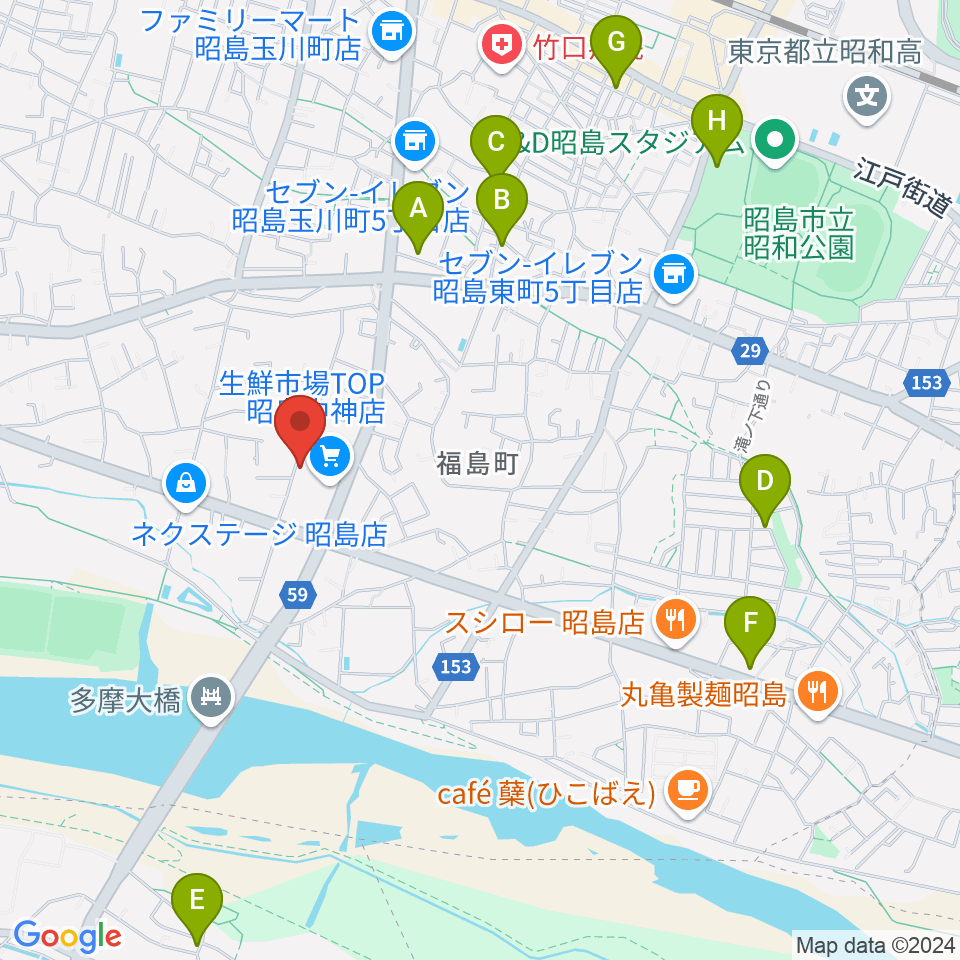 片切琴三味線店周辺のカフェ一覧地図