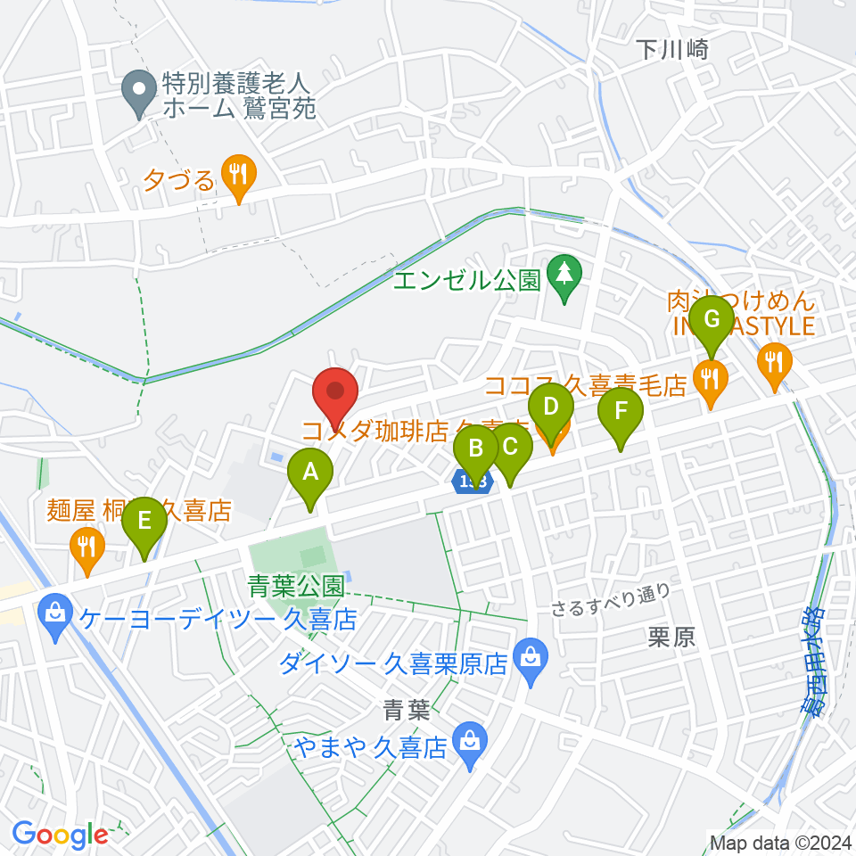 久喜ピアノ調律サービス周辺のカフェ一覧地図