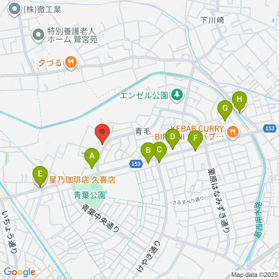 久喜ピアノ調律サービス周辺のカフェ一覧地図