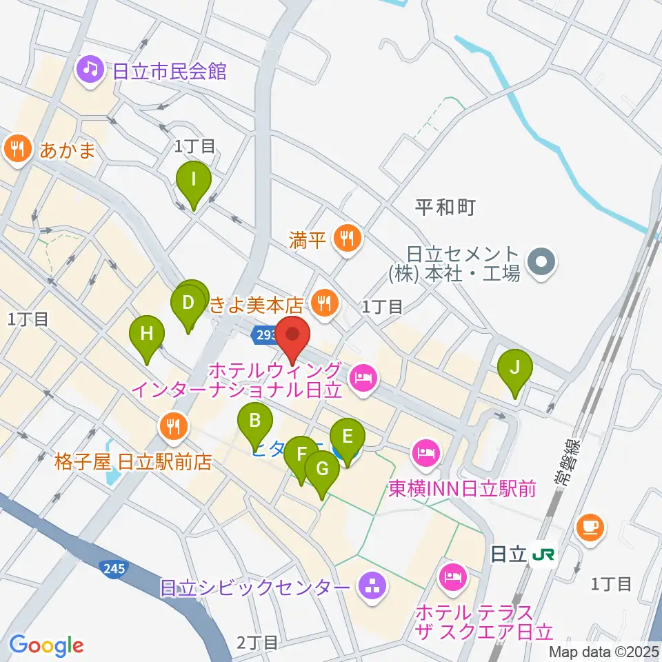 クシダピアノ社周辺のカフェ一覧地図