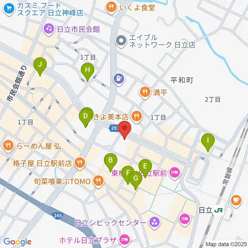 クシダピアノ社周辺のカフェ一覧地図