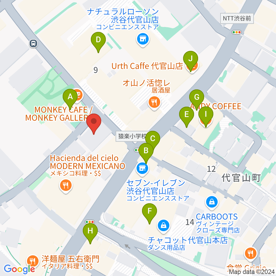 弦楽器専門店ラルジュ周辺のカフェ一覧地図