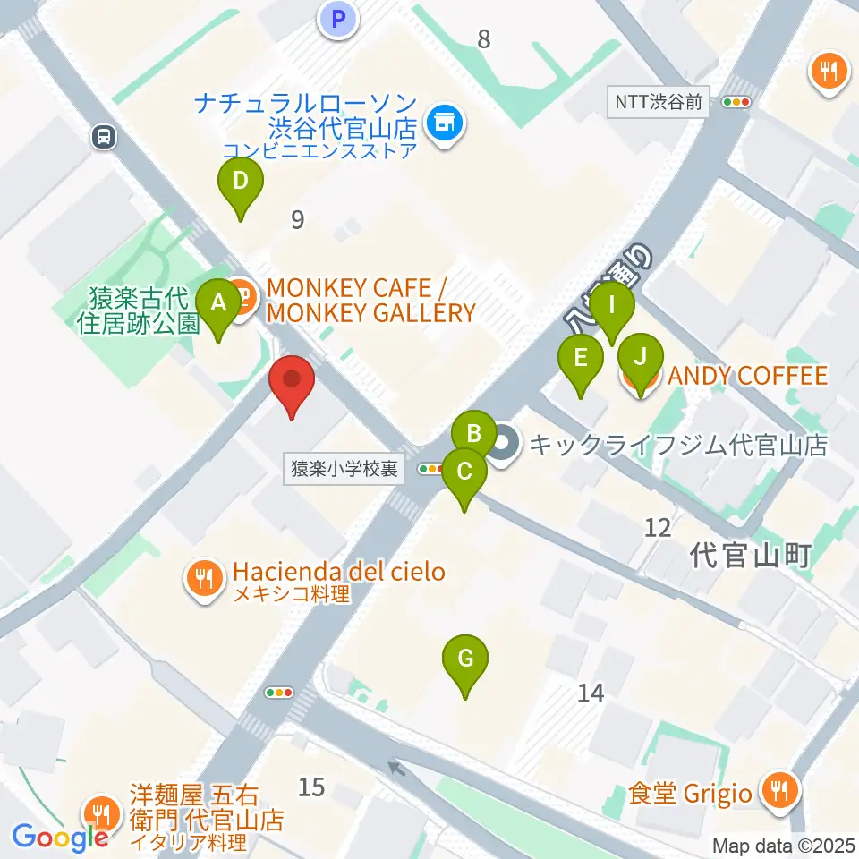 弦楽器専門店ラルジュ周辺のカフェ一覧地図