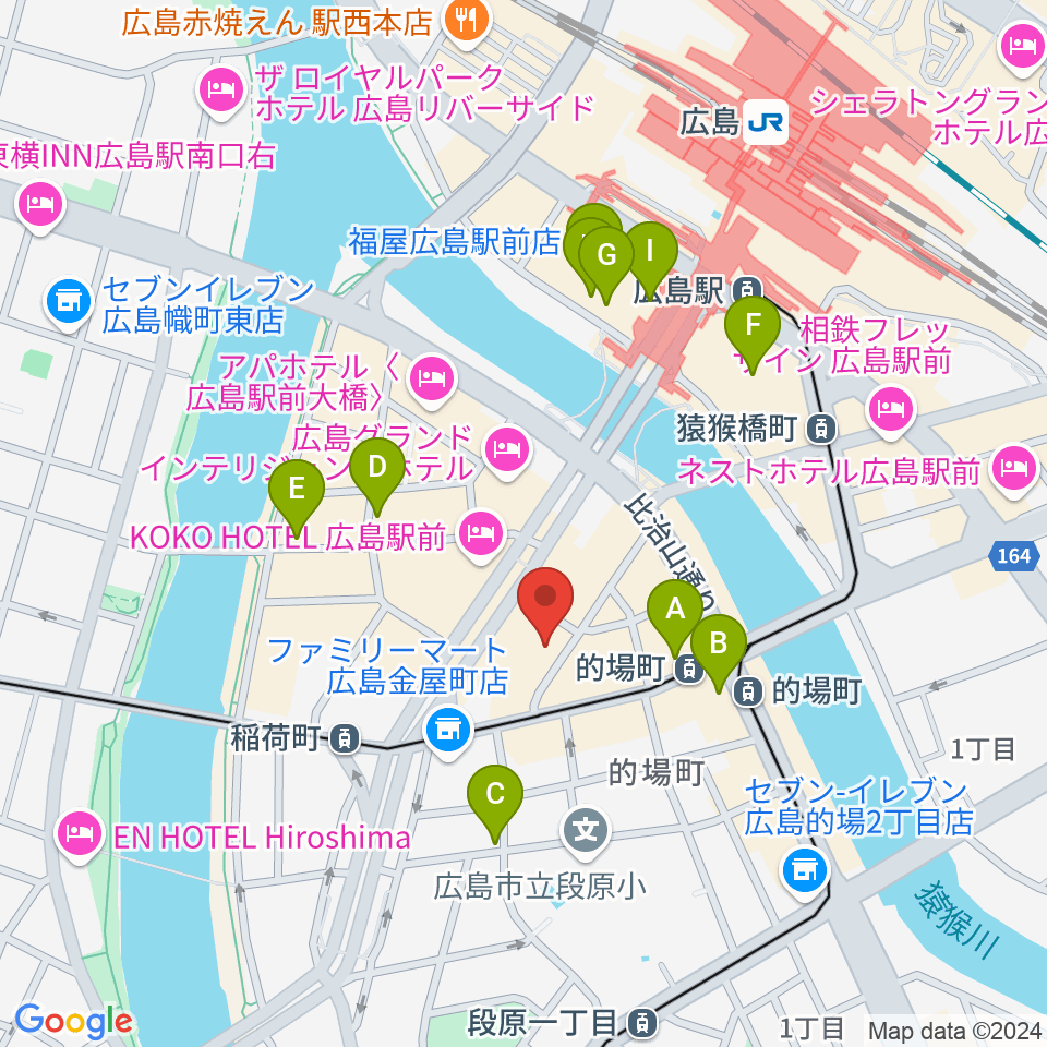 ミュージックライフTAO広島店周辺のカフェ一覧地図