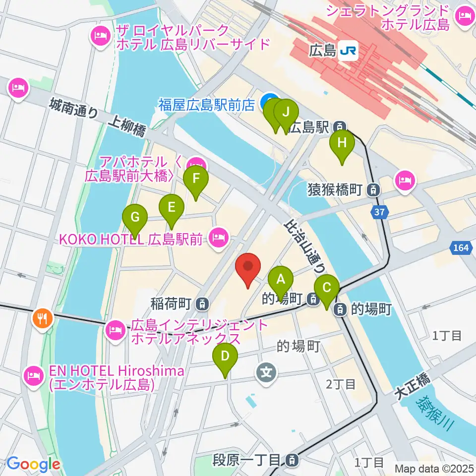 ミュージックライフTAO広島店周辺のカフェ一覧地図