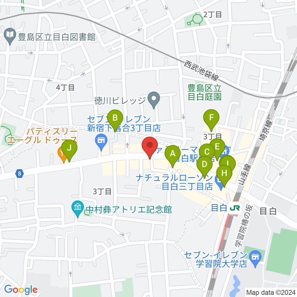 株式会社目白周辺のカフェ一覧地図