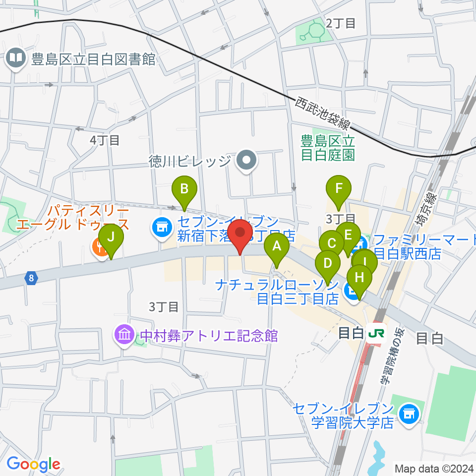 株式会社目白周辺のカフェ一覧地図