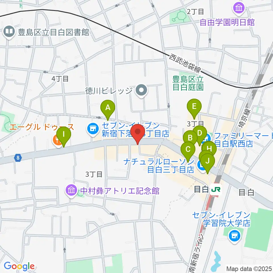 株式会社目白周辺のカフェ一覧地図