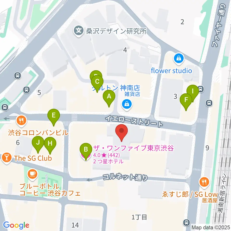 ロックオンカンパニー渋谷店周辺のカフェ一覧地図