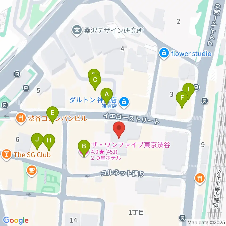 ロックオンカンパニー渋谷店周辺のカフェ一覧地図