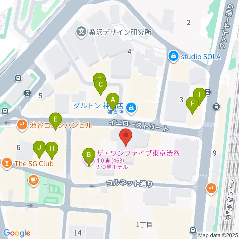 ロックオンカンパニー渋谷店周辺のカフェ一覧地図