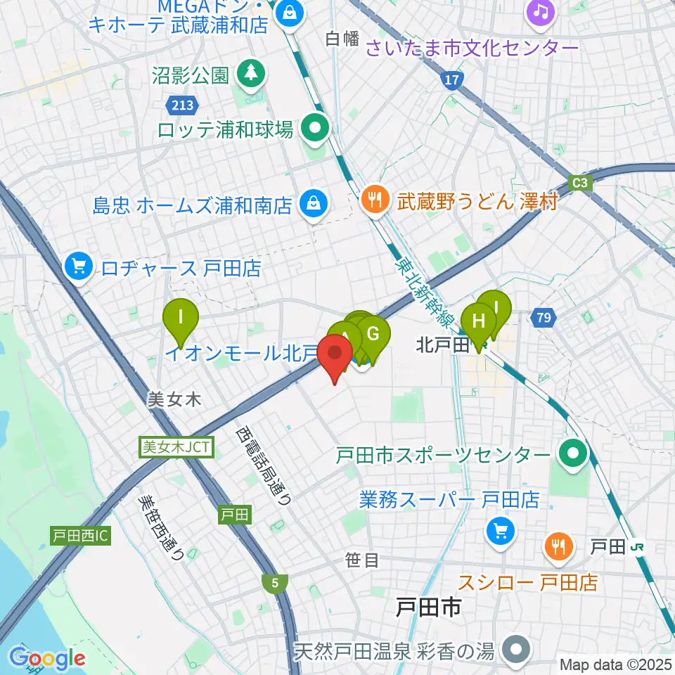 管楽器修理 ミルズ周辺のカフェ一覧地図