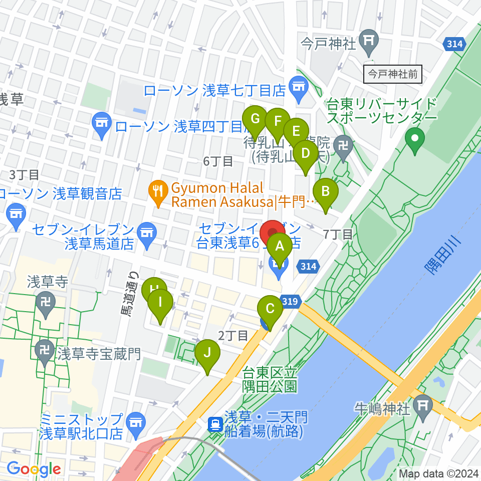 宮本卯之助商店周辺のカフェ一覧地図