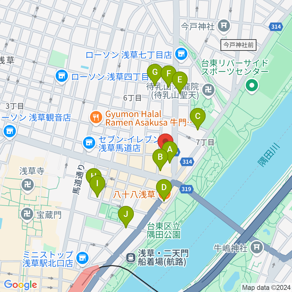 宮本卯之助商店周辺のカフェ一覧地図